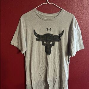 Under Armour Gray Tee with Black Bull Graphic